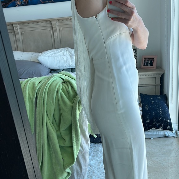 Cushnie et Ochs size 4 Draped Fringe Pencil Dress in off white - Picture 4 of 6